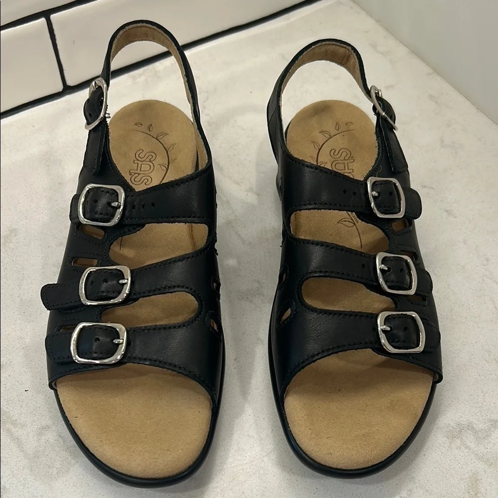 SAS Women's Mystic Black Sandals Size 6.5 N